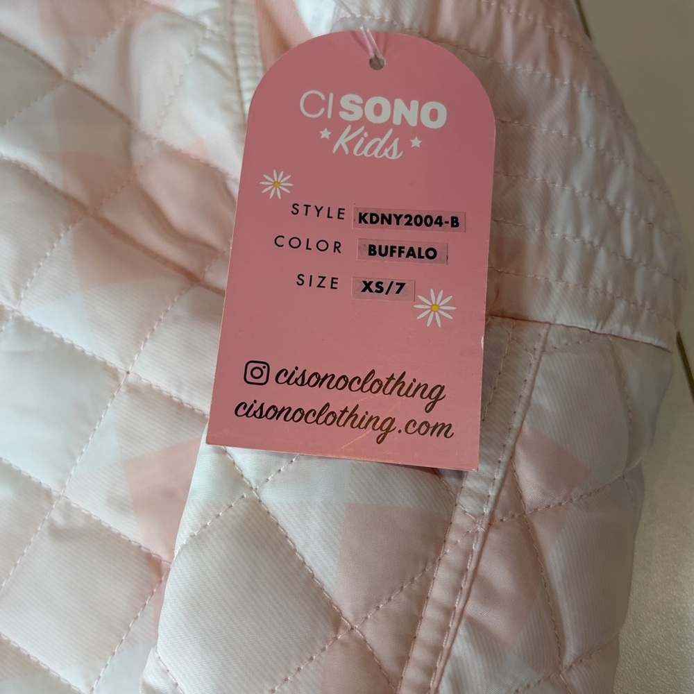 Pink and white watercolor Quilted Hooded Kids Jacket Girl’s XS 7 New with tag - Picture 2 of 10